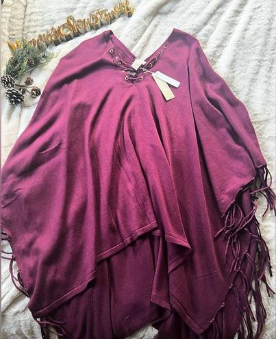 Chico's  Lace Up Fringe Poncho // NWT