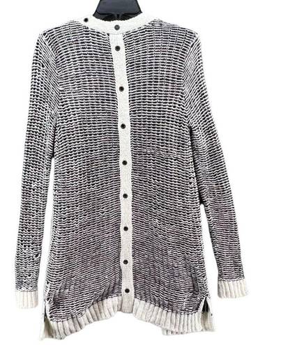 BKE  Buckle Cardigan Womens XS Black Cream Knit Open Flyaway Sweater Western