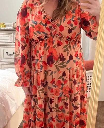 Maxi Dress Floral Print Multi Size XL