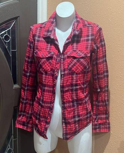 Roxy  red plaid button up collared shirt