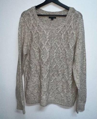 Tommy Hilfiger  Womens Sweater Size XL Oatmeal Heather Cable Knit Crew Neck