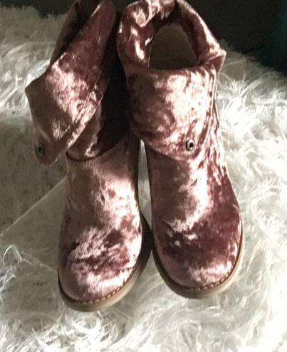 sbicca  Crushed Velvet Fold-over Block Heel Booties