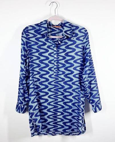 Tuckernuck  Oliphant blue boho printed cotton tunic blouse