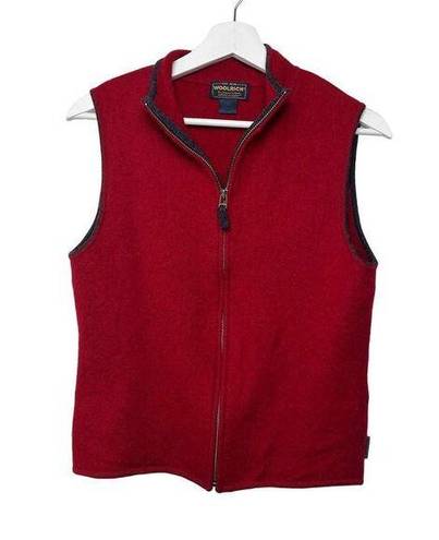 Woolrich  100% Wool Red‎ Zip Front Sleeveless Vest Size M