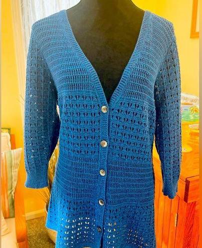 DKNY  Button Down Open Weave Sweater