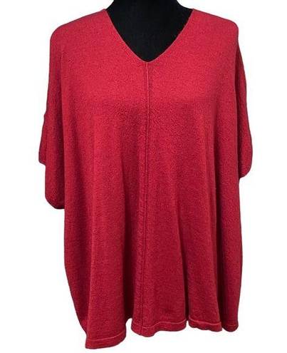J.Jill  Bordeaux Cranberry Merino Wool Blend Poncho Sweater One Size