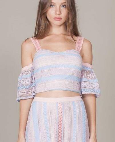 Foxiedox Anthropologie Lace Cold Shoulder Top NWT