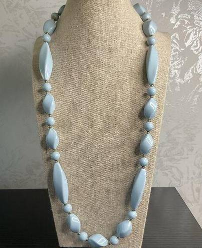 Twisted Vintage Baby Blue  Bead and Round Gold Spacer Bead Necklace