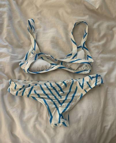 Billabong Blue and White Striped Bikini