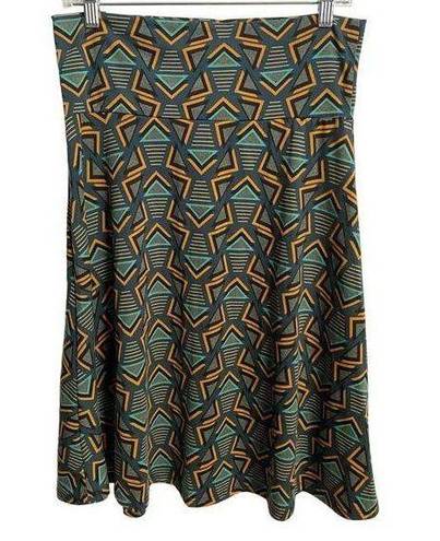 LuLaRoe  Azure Skirt Aqua Yellow Geo Print SZ L