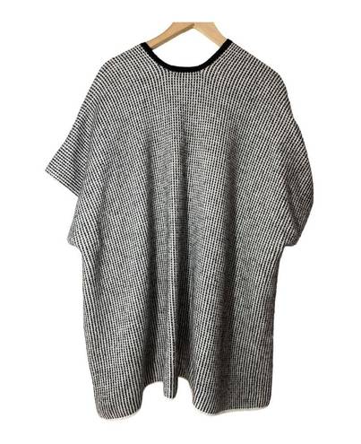 Loft  Sweater Poncho Shawl XS/S Black Ivory Check Cardigan Wrap Shawl