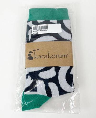 Kimberly Karakoram Womens Socks Green Black White NWT Calzini  Nero