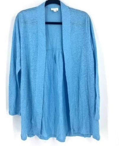 J.Jill  Women's Knit Love Linen Open Front Portofino Cardigan Blue Size Medium