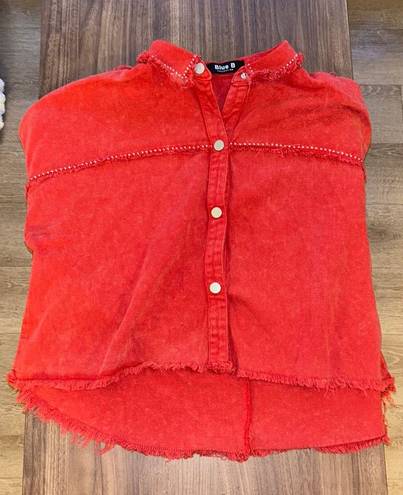 Cropped Jean Jacket Red Size L