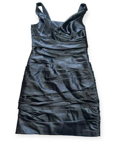 White House | Black Market NWT  Womens Black Satin Tiered Cocktail Dress Size 8