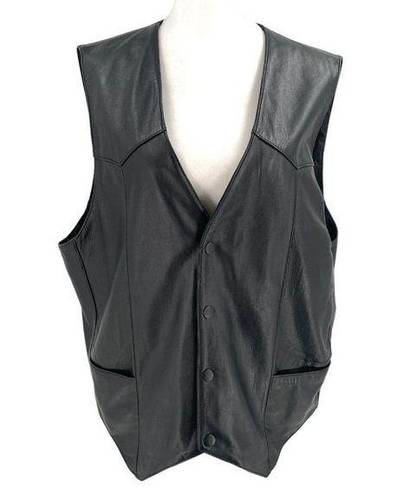 St. John’s Bay Vintage St. Johns Bay 100% Leather Snap Biker Motorcycle Vest Women's Large