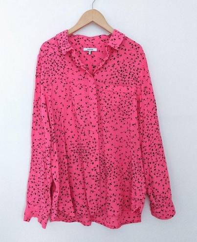 Ganni EUC  Barra Button Down Shirt Hot Pink Pattern