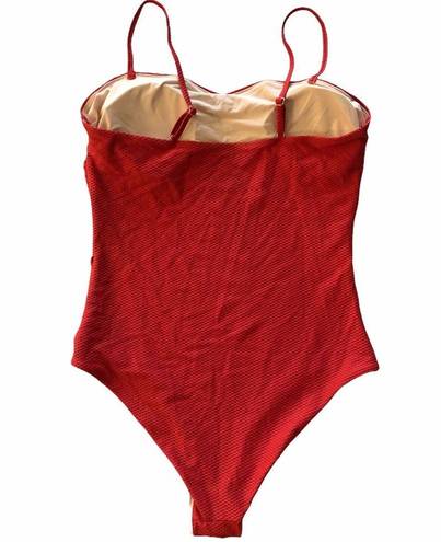 Chelsea28  Easy Retro Textured Red One Piece Swimsuit Size Large NWOT