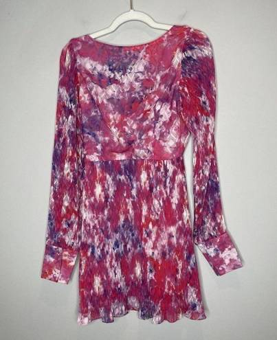 Rococo  Sand Hikari Poly Jacquard Georgette Mini Dress Pink Purple Size Small