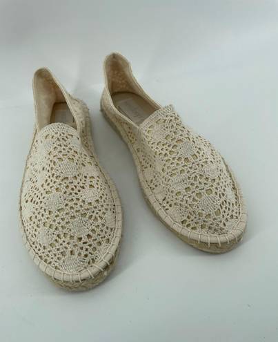 West Loop Women’s Creme Fabric Crochet Slip On Espadrille Flats Large 9/10