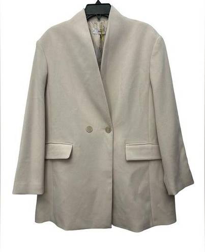 Mango  Blazer Style Coat Beige Size Large New With Tags Collarless