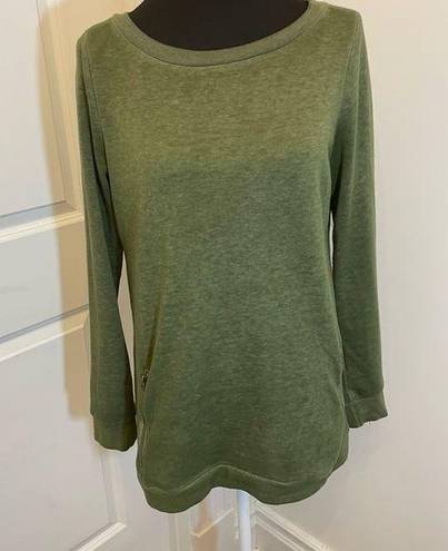 Cyrus  Green Sweatshirt Zippered Pockets Long Length Tunic