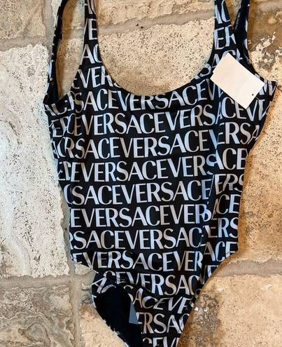 Versace  Logo One-Piece Swimsuit, Size 2