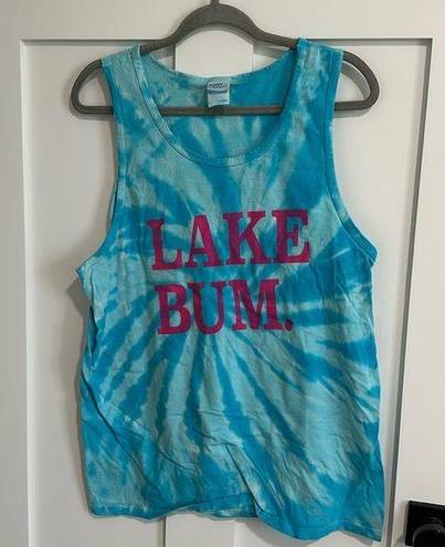 Krass&co Port &  Women's L Lake Bum Graphic Tank Top Blue Tie Dye Swirl Summer