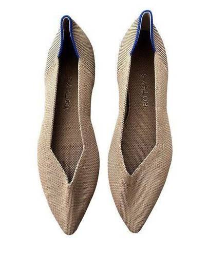 Rothy's Rothy’s The Pointy  Ecru Beige Tan Slip On Flats Tortoise Sole Women’s Size 9