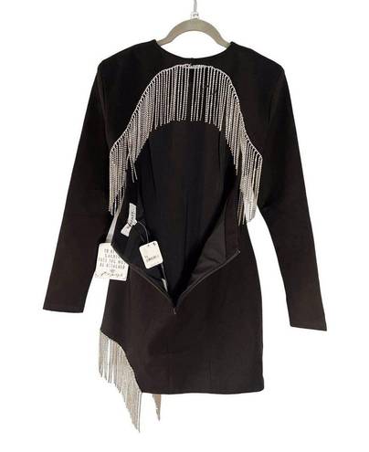 Elliatt NWT  Nebulous Mini Dress, Long Sleeve Crystal Fringe Size Medium