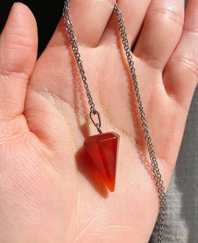 Carnelian Pendulum Pendant Chain Necklace Red