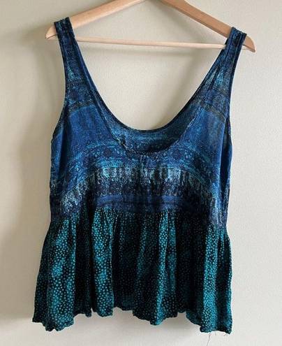 Ecote Urban Outfitters  Blue Green Low Back Tank Top Womens Size M Peplum