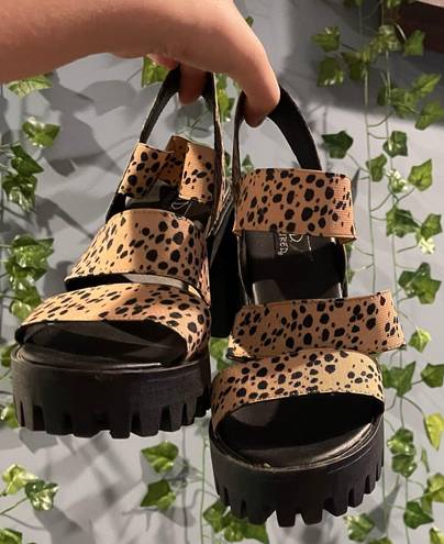 ID required Cheetah strappy sandals