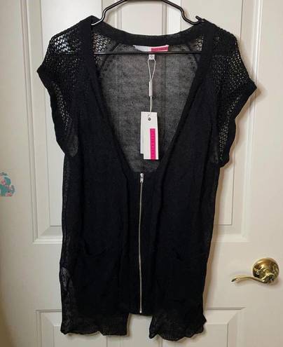 Tracy Reese  sleeveless linen cardigan black M NWT