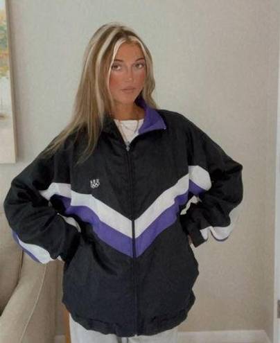 Coolest One of a Kind Nylon USA Olympics Purple Windbreaker Zip Up Jacket Size M