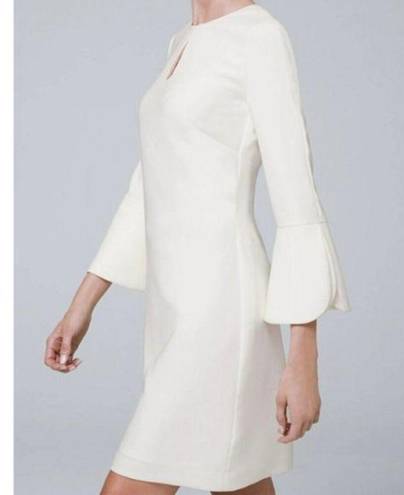 White House | Black Market NEW WHBM PETAL-SLEEVE SHIFT DRESS‎ IVORY KEYHOLE LINED WOMENS SIZE 10 $175