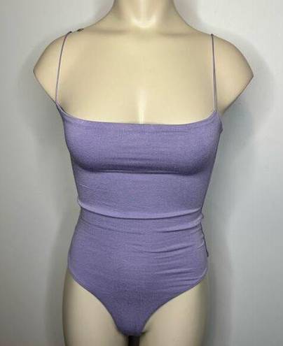 Naked Wardrobe  Women's XXS Got The Scoop Bodysuit Purple Thin Strap Thong NWT