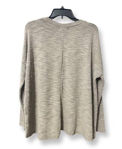 Cherish Womens Pullover Sweater Gray Marled Long Sleeve V Neck Boxy Knit S