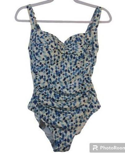 Petal Nip Tuck Plunge Louise Tummy Control Swimsuit Blue  Slimming Size 8