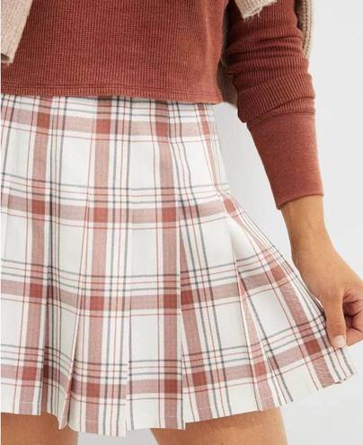 Aerie NWT  Class Act Pleated Skirt Plaid Red Size Medium