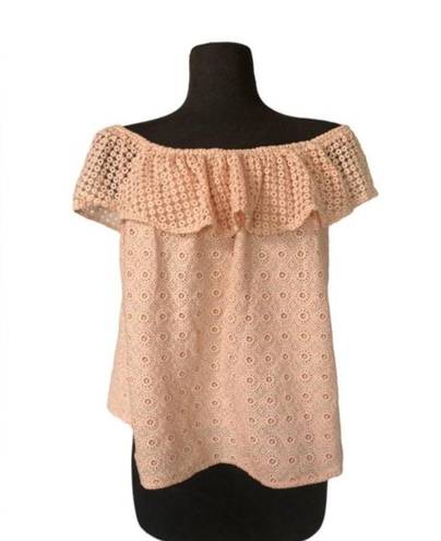 Rebecca Minkoff  Coral Ruffles Off Shoulder Blouse light Pink Size Small