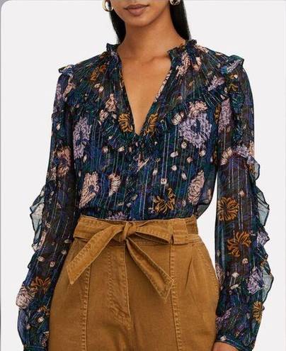 Veronica Beard 
Abra Lurex Floral Silk Blouse