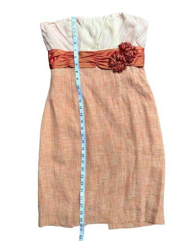 Tracy Reese Anthropologie  New York Orange Linen Sheath Style Strapless Dress Sz4