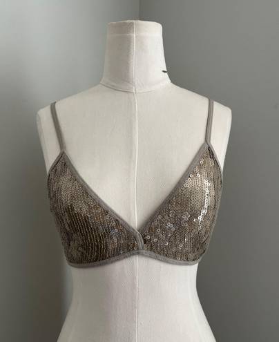 Chan Luu BNWT  Silver Sequins Embellished Bra