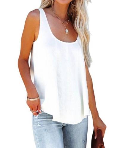 Wishlist  APPAREL Sleeveless Scoop Neck Textured Flowy Tank Top Ivory Size Small