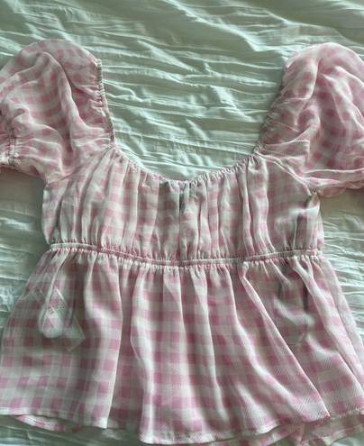 Pink Gingham babydoll top