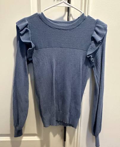 &merci Blue Ruffle Sweater