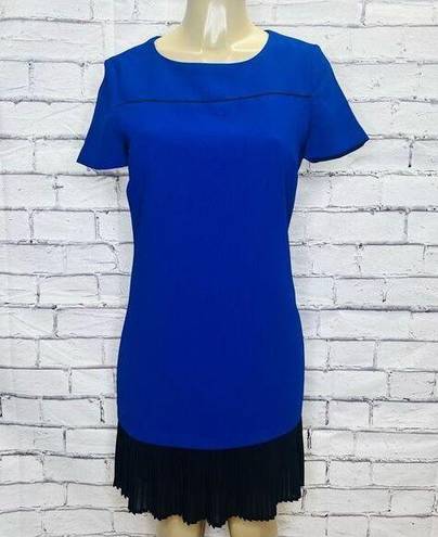 Badgley Mischka  Belle Womens Blue Colorblock Pleated Shift Dress Size 6