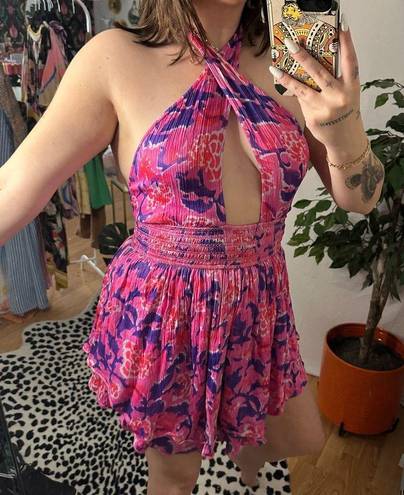 Rococo  Sand pink purple halter mini dress