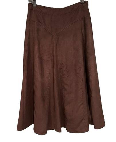 Coldwater Creek NWT,  Crinkle Faux Chamois Brown A line Skirt